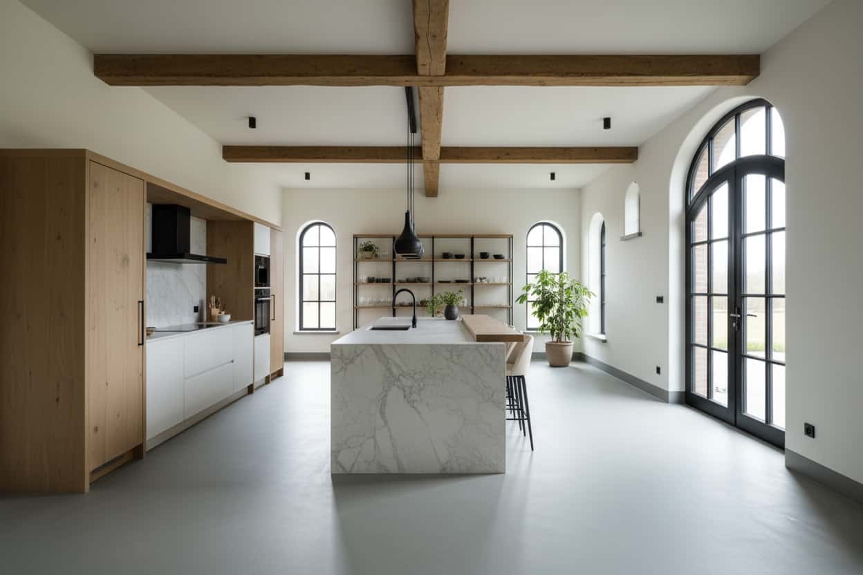 IQON gietvloer in moderne keuken
